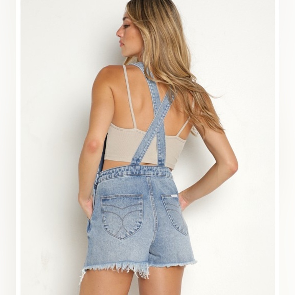 NWT Rollas Original Short Overall Sylvie Blue Size 27 - Picture 2 of 7